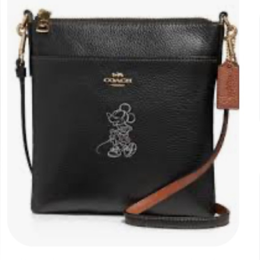 Disney-Minnie  Coach Black Crossbody Bag with Gold and White Accents- Like New